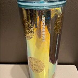 Starbucks Blue and Gold cold tumbler glitter
